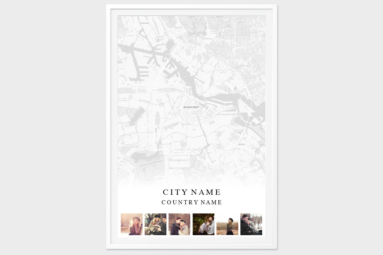 Framed Street Map Poster 24x36 White 4