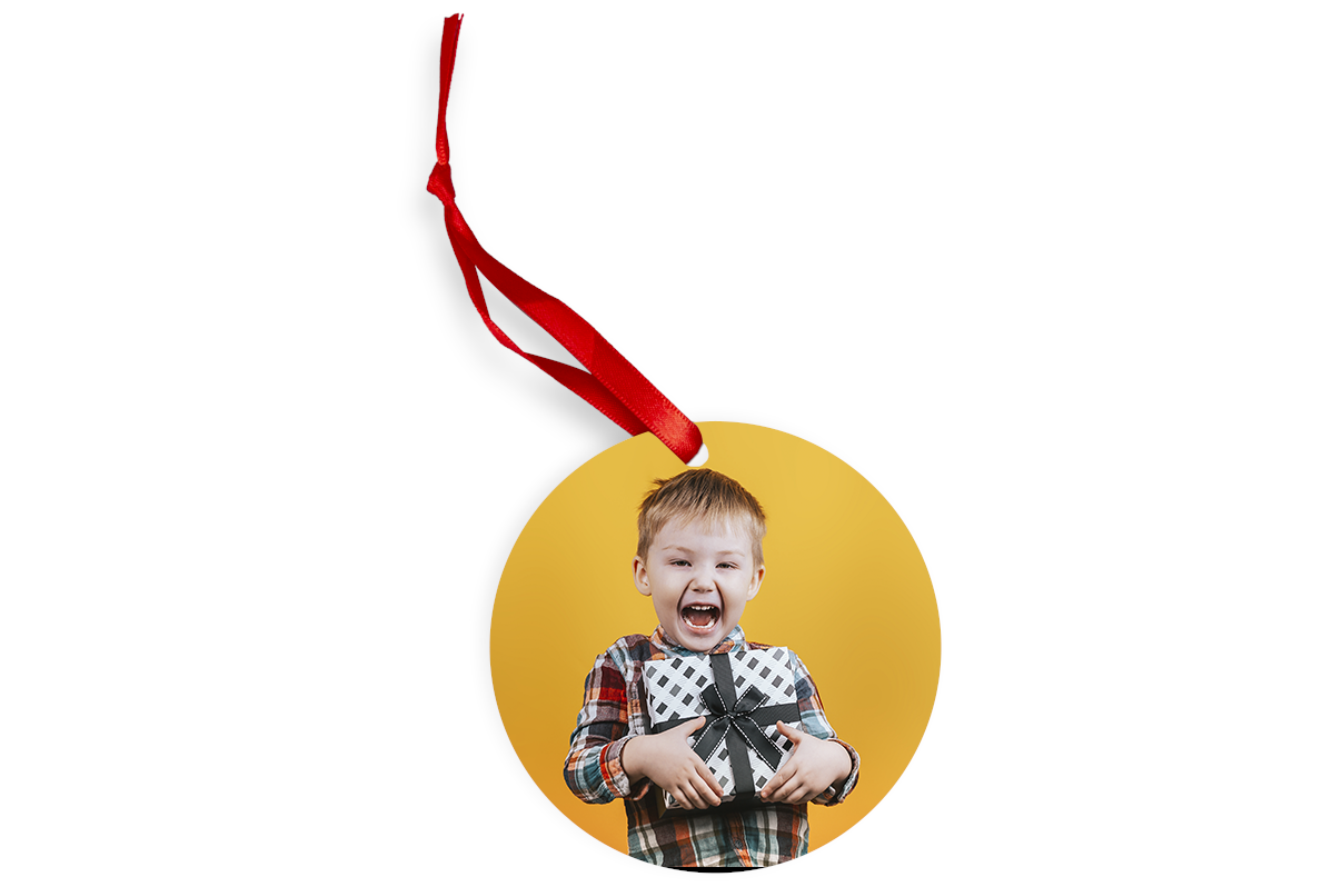 Ornament Circle 2 sided w/ ribbon 3