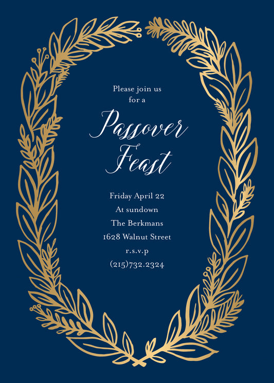 Foil Stamped Le Jardin Passover Party Invitation