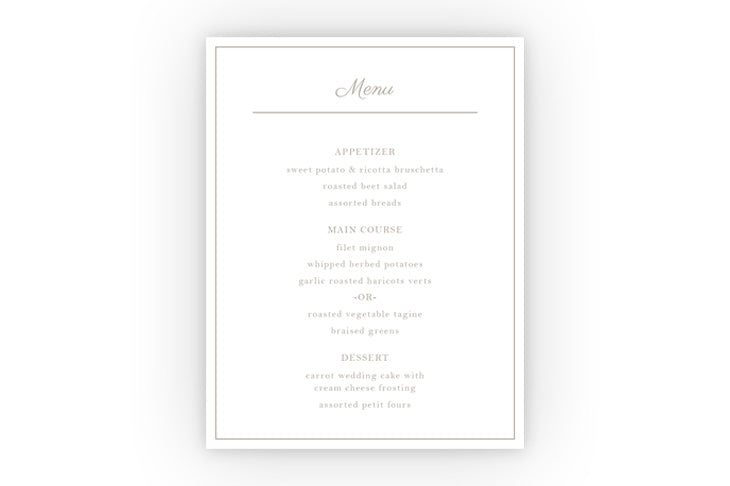 Wedding Menu